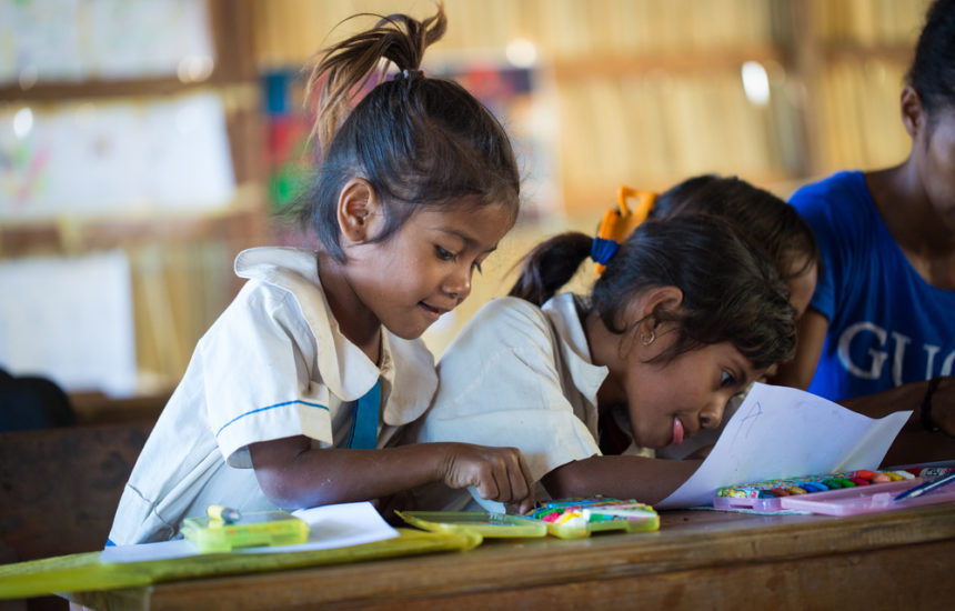 2 girls in preschool drawing