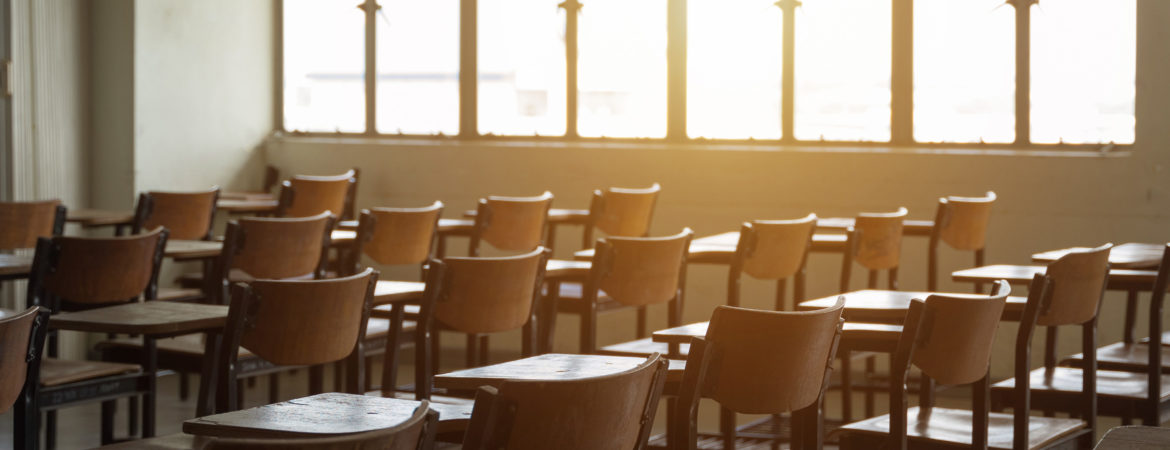 An empty classroom.