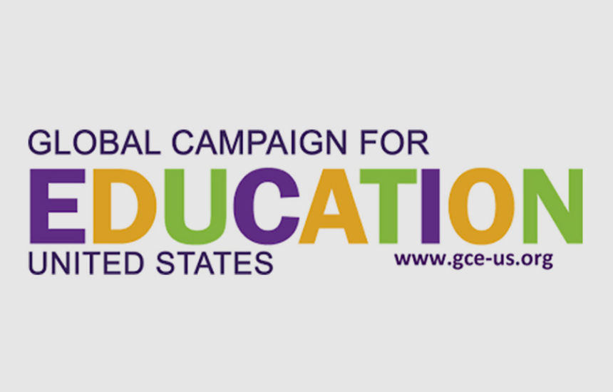 Global Campaign for Education Logo with a gray background