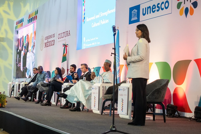Panel of speakers on the UNESCO MONDIACULT stage