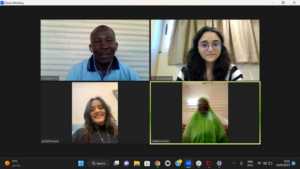 Zoom meeting with four educators