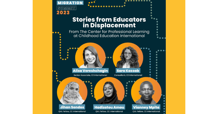 Flyer with a dark blue background and photos of the 5 speakers who will be a part of the CPL Migration Summit presentation