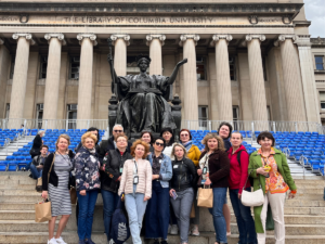 Group of people in front of The Library of Columbia University