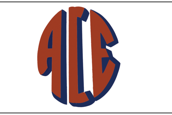 A circular red-and-navy-blue logo that says "ACE."