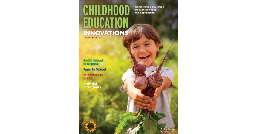 Cover of the July/August 2024 issue of Childhood Education Innovations Magazine, featuring a happy child in nature on the front.