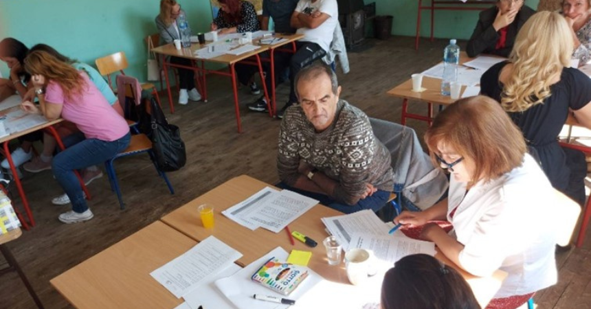 Teachers at a training in Serbia.